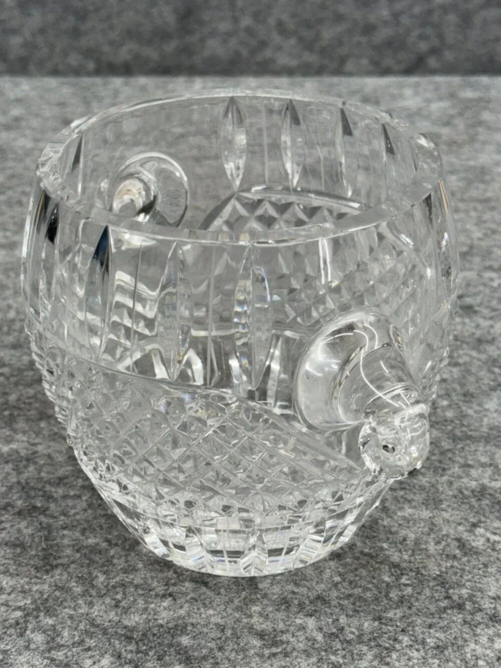 Vintage Ceska Lead Crystal Ice Bucket / Wine Chiller with Integrated Tab Handles